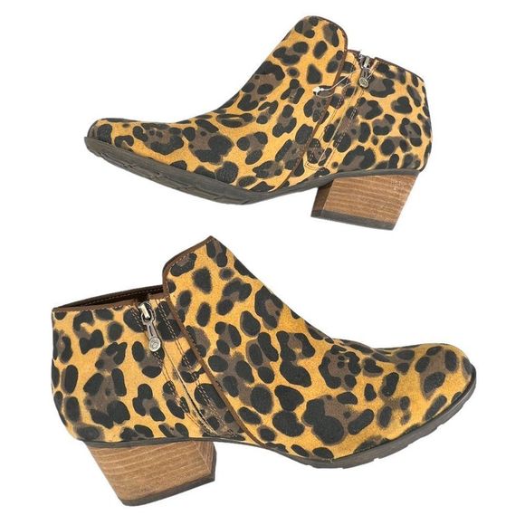 Blondo Villa Waterproof Ankle Bootie Cheetah Animal Print Suede Leather Size 10 - Picture 5 of 10